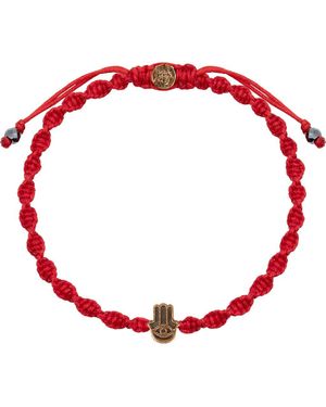 Karma and Luck Hamsa String Bronze Charm Bracelet Guardian Of Blessings - Red