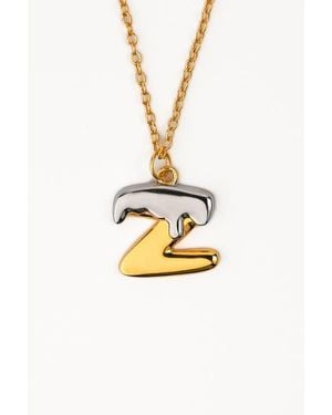 Zynnia Collective Two Tone Bubble Initial Necklace - Metallic