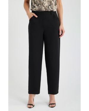 Anne Klein Flat Front Barrel Leg Pants - Black