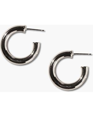 Nickel & Suede Hollow Statement Hoop Earrings - Metallic