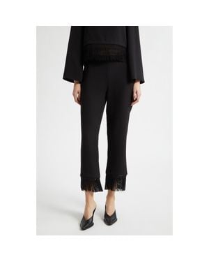 Posse Bianca Fringe Trim Crop Pants - Black