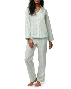Bedhead Stripe Organic Cotton Sateen Pajamas - Gray