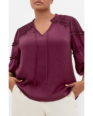 City Chic Drama Queen Ruffle Top - Purple