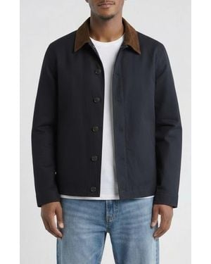 Bagatelle Faux Suede Collar Cotton Canvas Jacket - Black