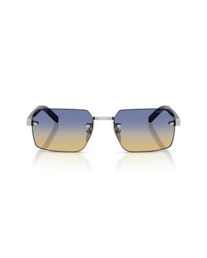Prada 55Mm Gradient Rectangular Sunglasses - Blue