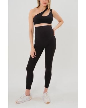 AXK Athletic Maternity Legging With Scrunch Butt Design And Supportive Belly Band - Black