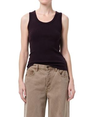 Agolde Poppy Rib Organic Cotton Blend Tank - Blue