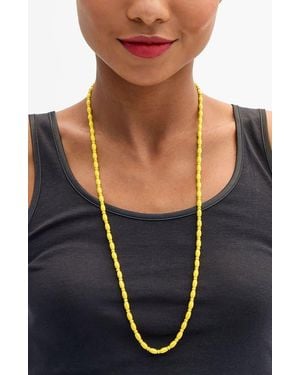 Clare V. Enamel Barrel Chain Necklace - Blue