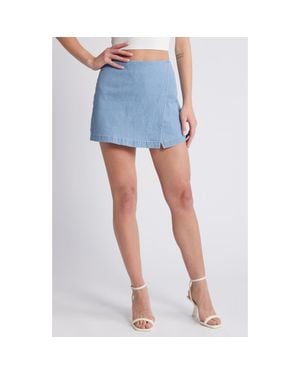 Something New Alex Denim Wrap Miniskort - Blue