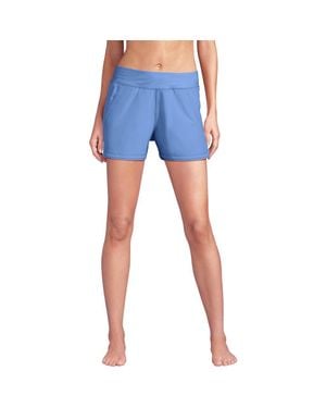 Lands' End 3 Quick Dry Elastic Waist Board Shorts Swim Cover-Up Shorts With Panty - Blue