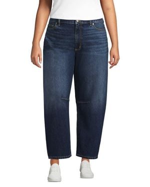 Lands' End Soft Denim Relaxed Barrel Leg Ankle Jeans - Blue