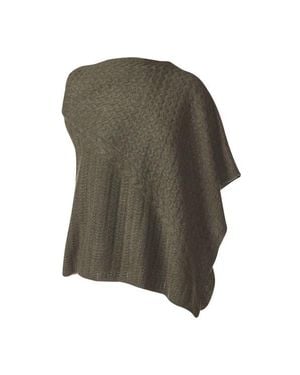 Kinross Cashmere Cable Poncho - Green