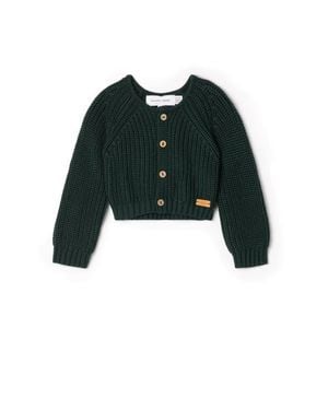 Charlotte & George Chunky Knit Button-Front Cardigan - Green