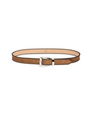 KHAITE Benny Whipstitch Leather Belt - White