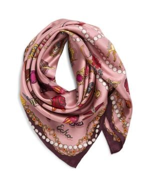 Echo Bejeweled Silk Square Scarf - Pink
