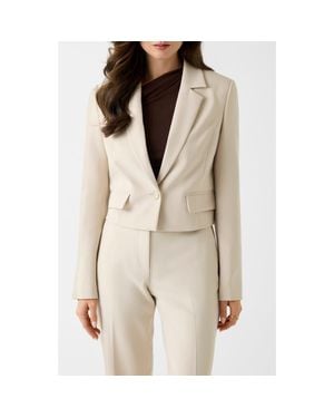 Guess Leila Single Breast Crop Blazer - Natural