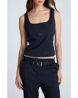 Kenneth Cole Belted Empire Waist Fitted Sleeveless Top - Blue