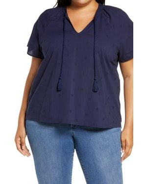 Caslon Eyelet Tassel Top - Blue