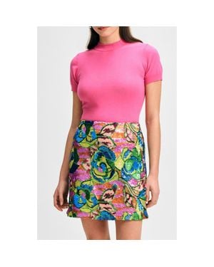Isaac Mizrahi New York Mock Neck Short Sleeve Sweater - Pink