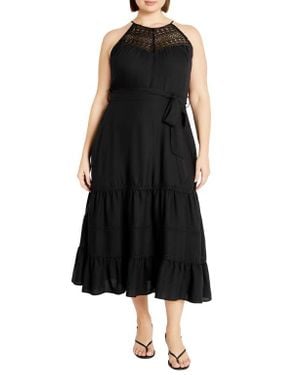 City Chic Alessia Sleeveless A-Line Dress - Black