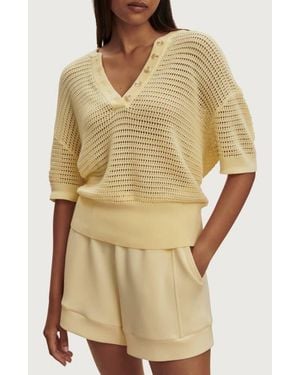 Varley Callie Sheer Knit Cotton Top - Natural