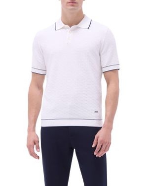 Bugatchi Tipped Contrast Collar Polo Sweater - White