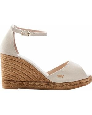 VISCATA Aiguafreda Canvas Espadrille Sandal Wedges - Natural
