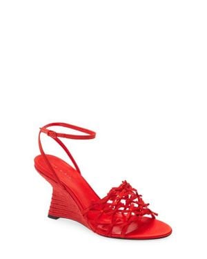 Tory Burch Mini Bow Espadrille Ankle Strap Wedge Sandal - Red