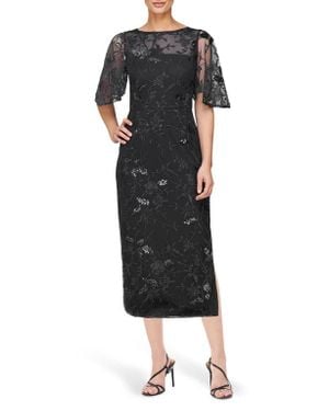 JS Collections Darla Sequin Floral Embroidery Cocktail Dress - Black