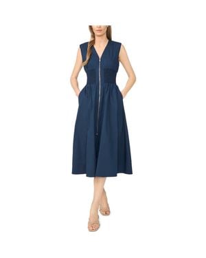 Halogen® Zip-Front Midi Dress - Blue