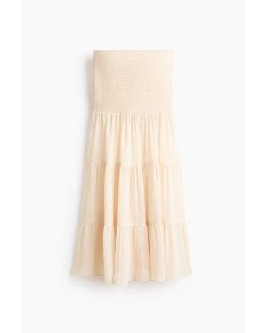 H&M Smocked Chiffon Skirt - Natural