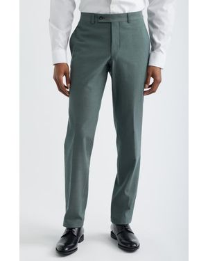 Jack Victor Piero Flat Front Stretch Cotton & Wool Dress Pants - Blue