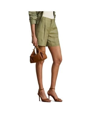 Ralph Lauren Pleated Linen Blend Twill Shorts - Green