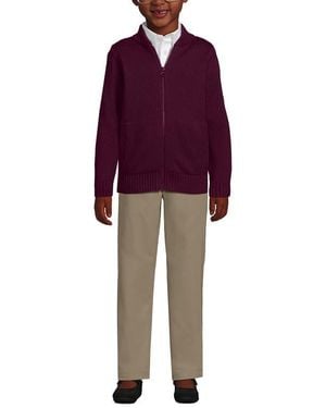 Lands' End School Uniform Kids Legacy Full Zip Cardigan - Red