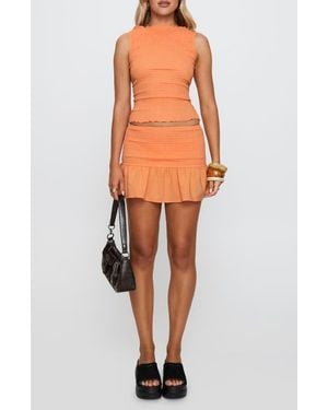 Princess Polly Rosamarie Shirred Ruffle Miniskirt - Orange