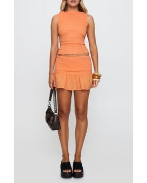 Princess Polly Rosamarie Shirred Ruffle Miniskirt - Orange