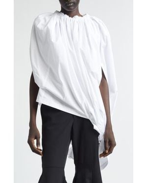Comme des Garçons Gathered Cotton Broadcloth Cocoon Top - White