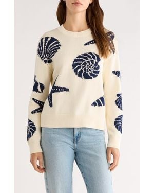 Rails Zoey Seashell Intarsia Cotton Sweater - Blue