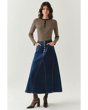 Exquise Araya Denim Maxi Skirt - Blue