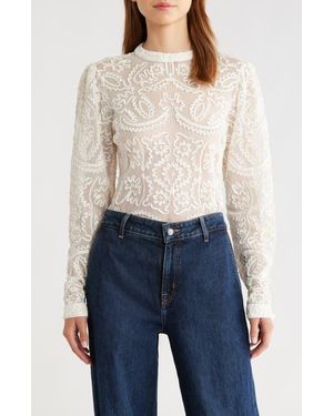 FARM Rio Embroidered Lace Sweater - White