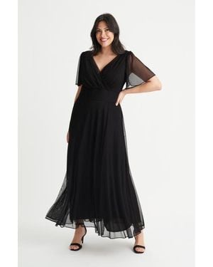 Scarlett & Jo Isabelle Solid Angel Sleeve Maxi Dress - Black