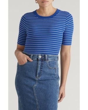 UNIVERSAL STANDARD Classic Rib Short Sleeve Top - Blue