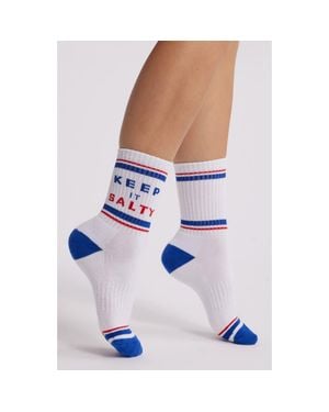 Friday Feelin Keep It Salty Crew Socks - White