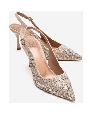 Prologue Shoes Johanna Slingback Embellished Stiletto Pump - Metallic