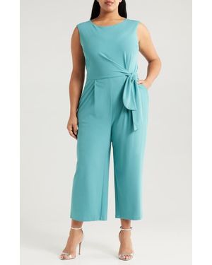 Tahari Side Tie Scuba Crepe Jumpsuit - Blue