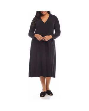 Karen Kane Kate Long Sleeve Jersey Midi Dress - Black