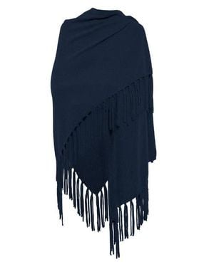 Monticelli Cashmere Pure Cashmere Fringe Wrap - Blue