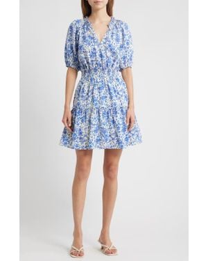 Rails Fiorella Floral Smocked Dress - Blue