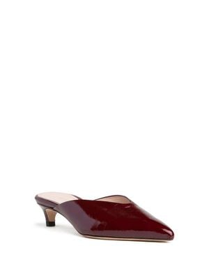 Beautiisoles Gal Pointed Toe Kitten Heel Mule - Red
