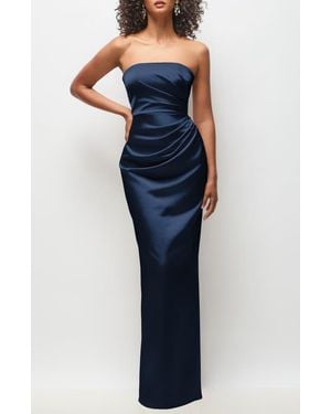 After Six Niamh Ruched Satin Gown - Blue